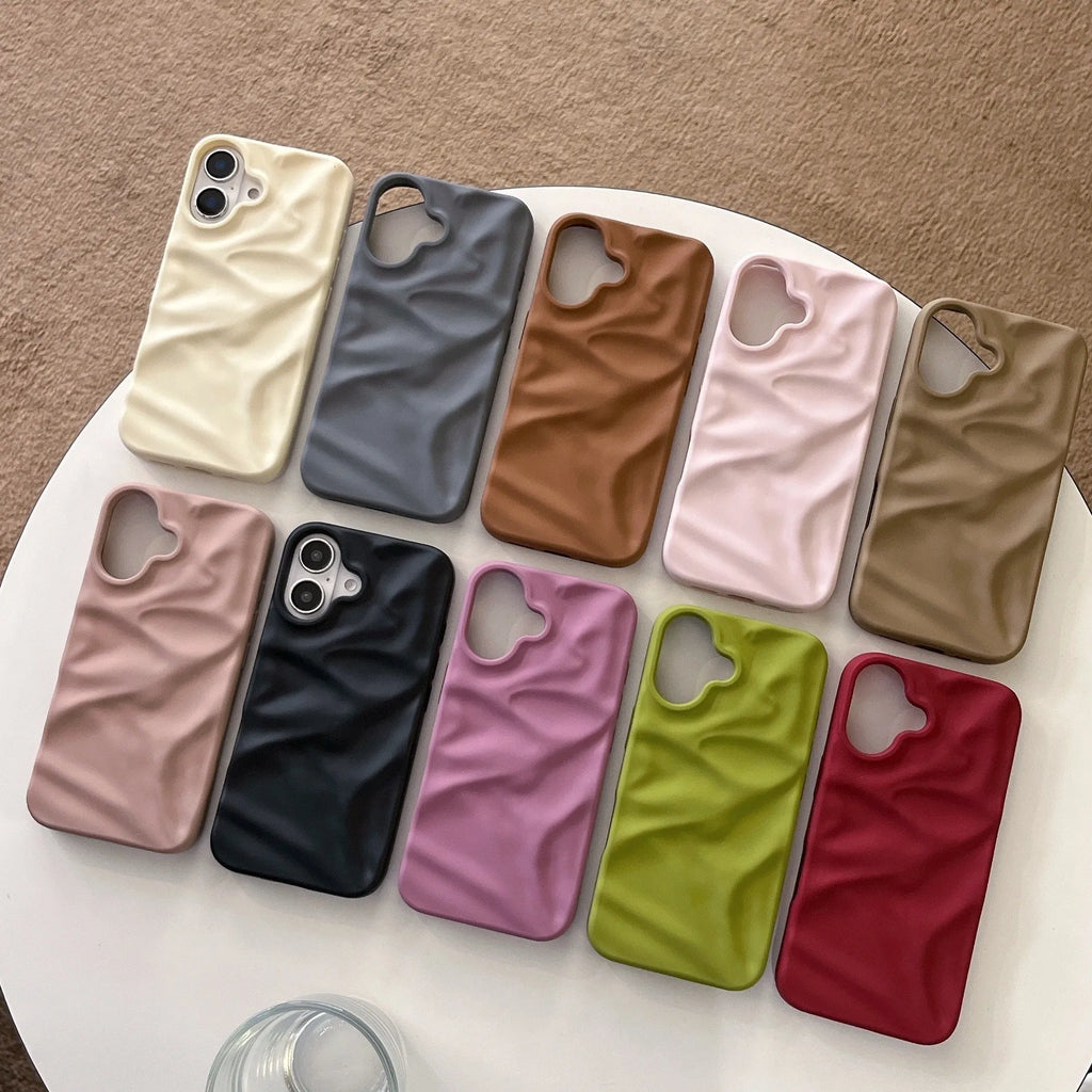 High-grade three-dimensional pleated silicone phone case in oil injection colour for iPhone, soft shell design