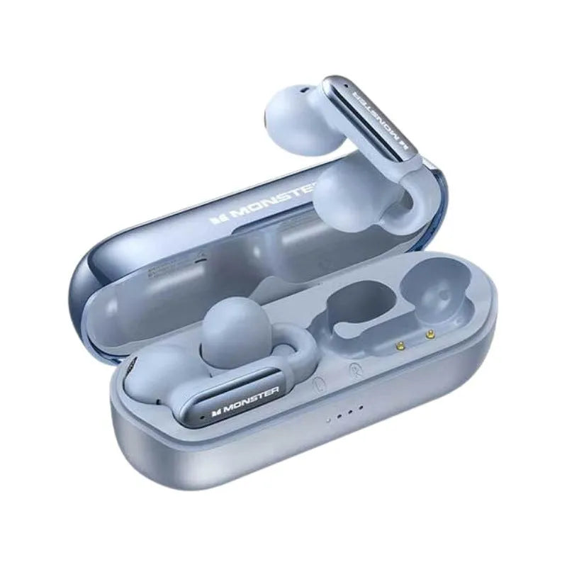 AC601 ear-mounted Bluetooth bone conduction headset in beige, black or purple with Type-C cable