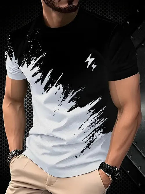 Men's loose casual short sleeve T-shirt in polyester available in multiple colours and sizes