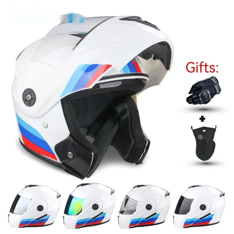 ABS plastic motorcycle helmet with exposed double lens design for electric vehicle riders