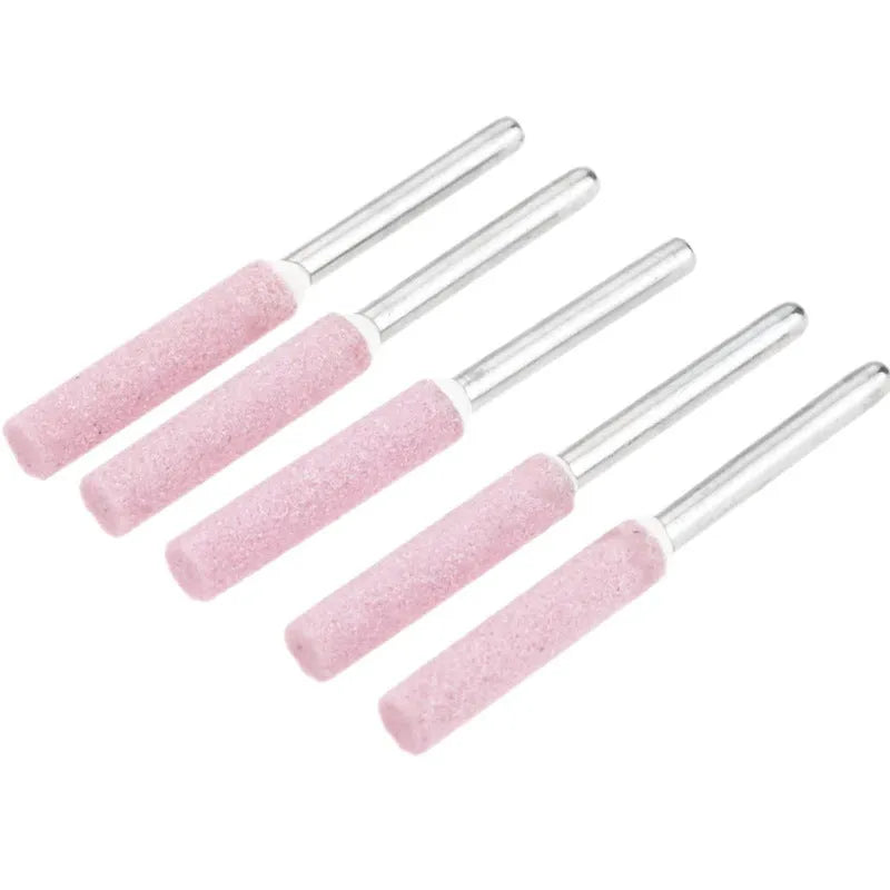 Set of ceramic cylindrical grinding heads in three sizes for chainsaw chain sharpening