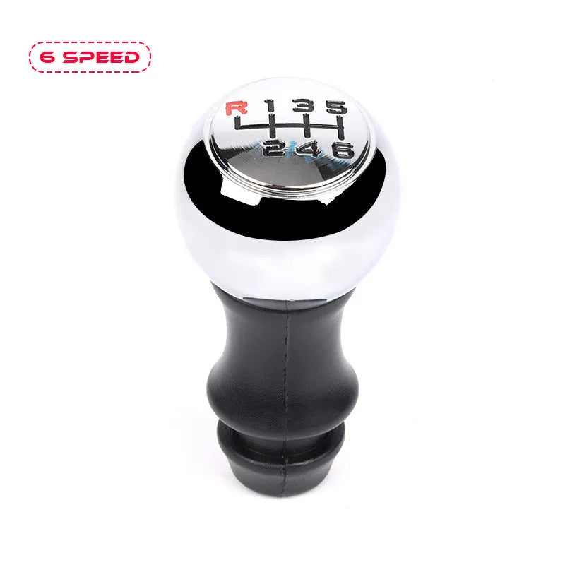 Aluminium alloy and ABS gear controller handball for Peugeot models with black font shift pattern on black background