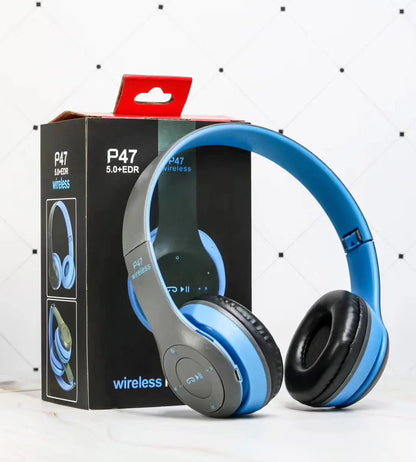 Wireless foldable stereo Bluetooth headphones with 40mm drivers, around-ear cushions, and adjustable headband for comfort