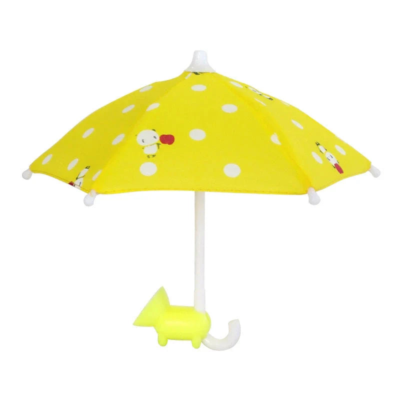 Personalized mobile phone holder with adjustable umbrella shade for screen protection and hands-free convenience