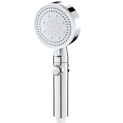 Powerful shower head with customizable water spray patterns and one-button stop control for a rejuvenating bathing experience