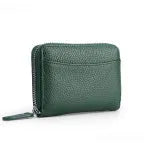 Genuine leather coin purse with zipper closure shown in multiple colour options