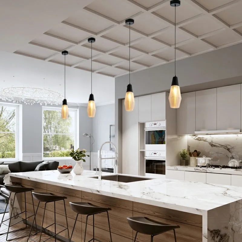 Glass creative chandelier for modern staircase cafe bar restaurant 220V pendant light