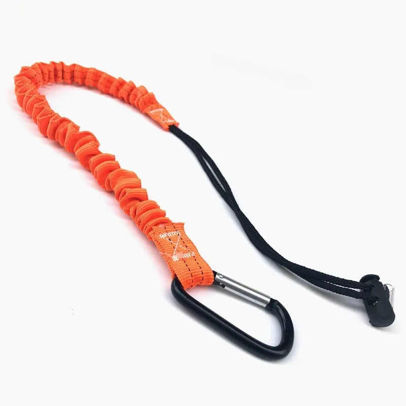 Orange polyester polypropylene fishing rod safety rope measuring 90cm with fall protection connection