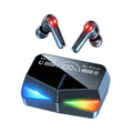 E-sports Bluetooth gaming headset with earplug design showing battery display and wireless connectivity