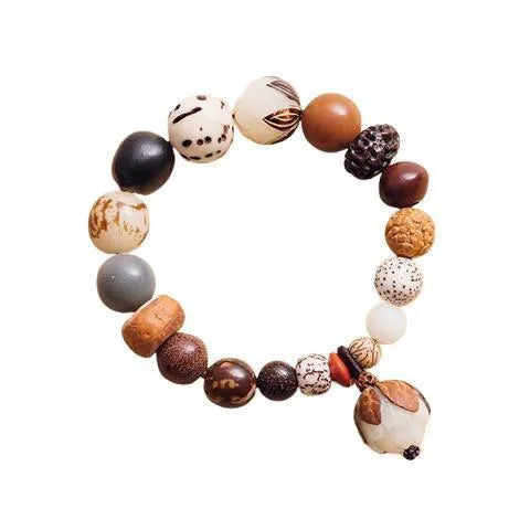 Women's 18-seed bodhi bracelet with geometric design on 16cm wrist