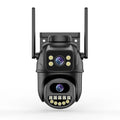 Black binocular gun ball linkage wireless surveillance camera with dual-screen humanoid tracking and hoistable bracket