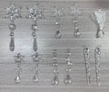 Set of 10 transparent acrylic icicle and snowflake Christmas tree hanging ornaments with ribbons.