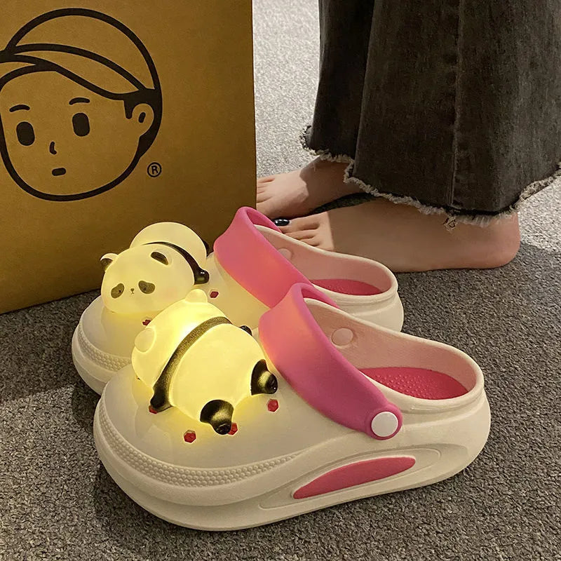 Women's anti-slip PVC platform slippers closed toe white rose colour injection molded sole