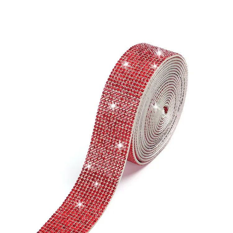 Self-adhesive water stick drill strip in white and AB colour showing electroplated glass surface