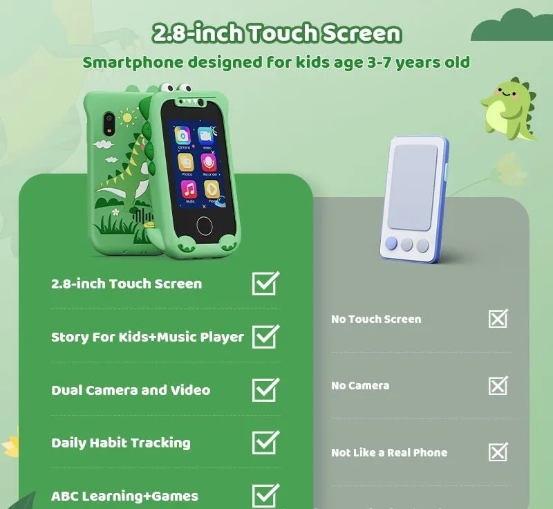 Blue silicone case educational touch camera for children with photo, video, and game functions