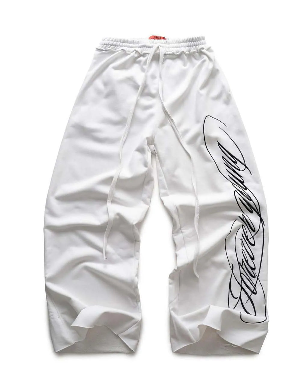 Design printing men's smart trousers in polyester, loose fit, mid waist, black colour, casual Japanese Korean style