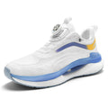 Men's high top mesh running shoes in cotton candy colour with buckle fastening and composite sole.