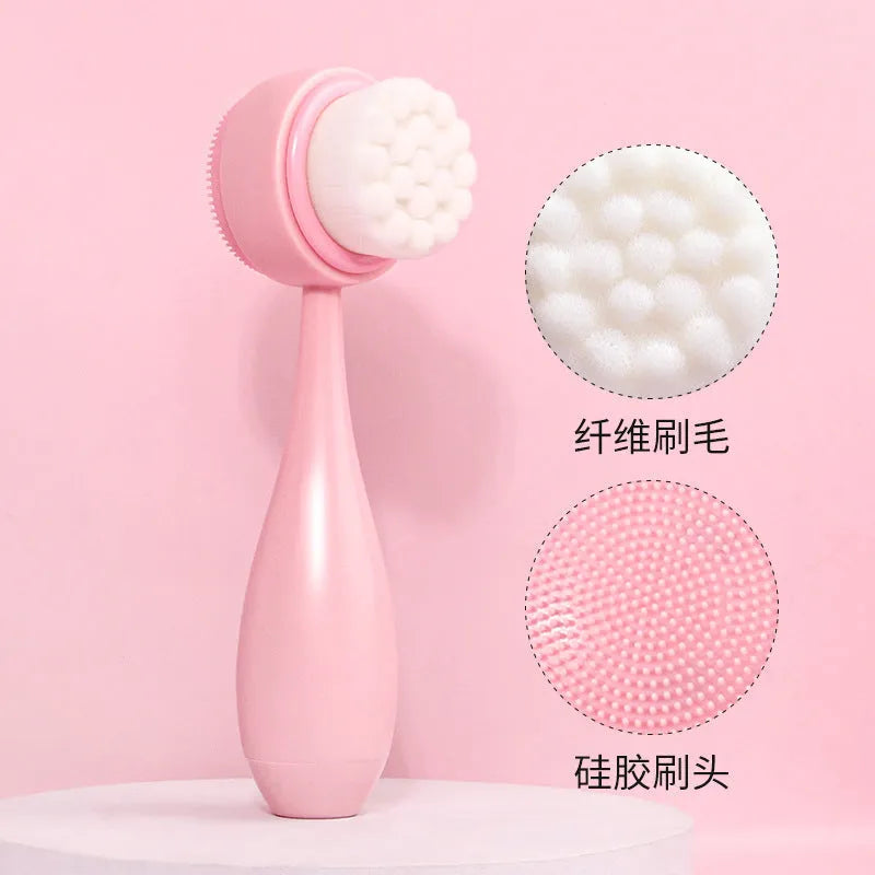 Coral fleece absorbent hair band with facial brush set in purple, grey, white or pink colour options