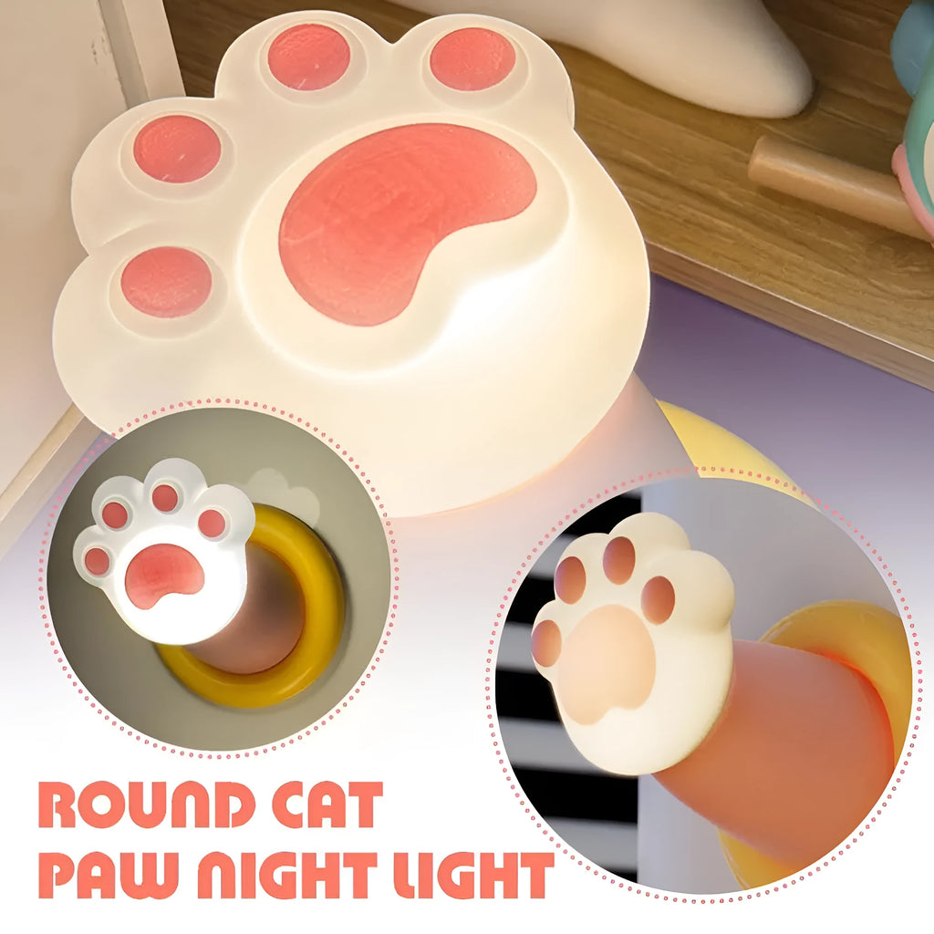 White cat paw shaped rechargeable touch lamp with three dimmable brightness settings