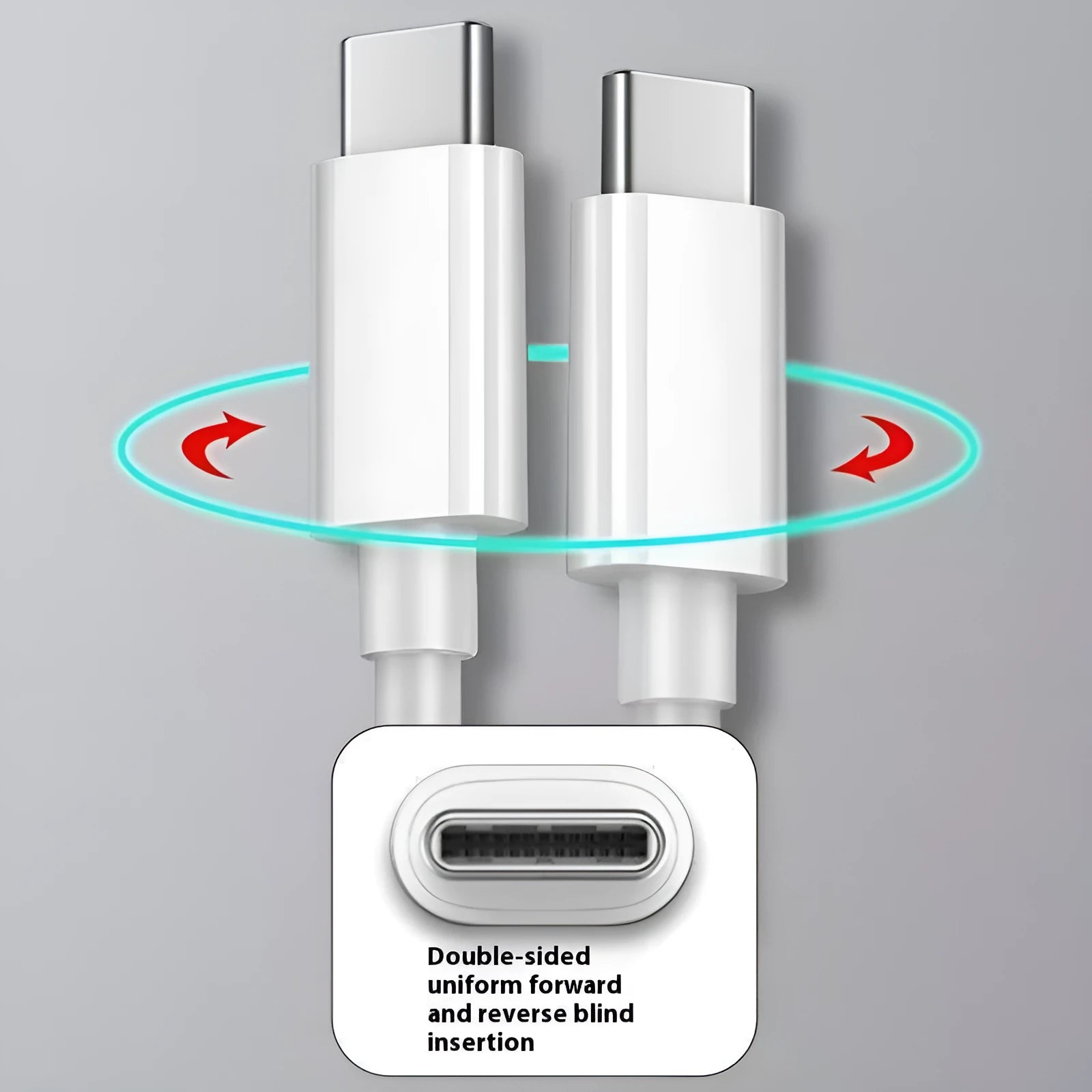 White 60W dual Type-C fast charge data cable with 2m length on a plain background