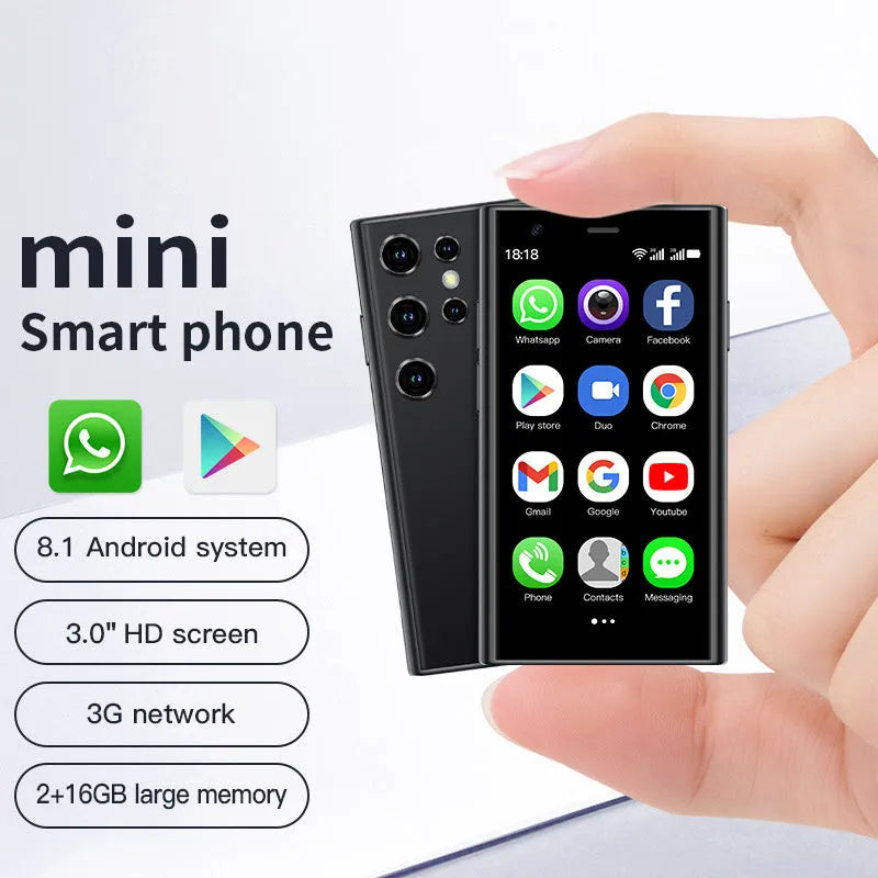 S23PRO XS15 mini smartphone in black, green, or pink purple colours showing front display