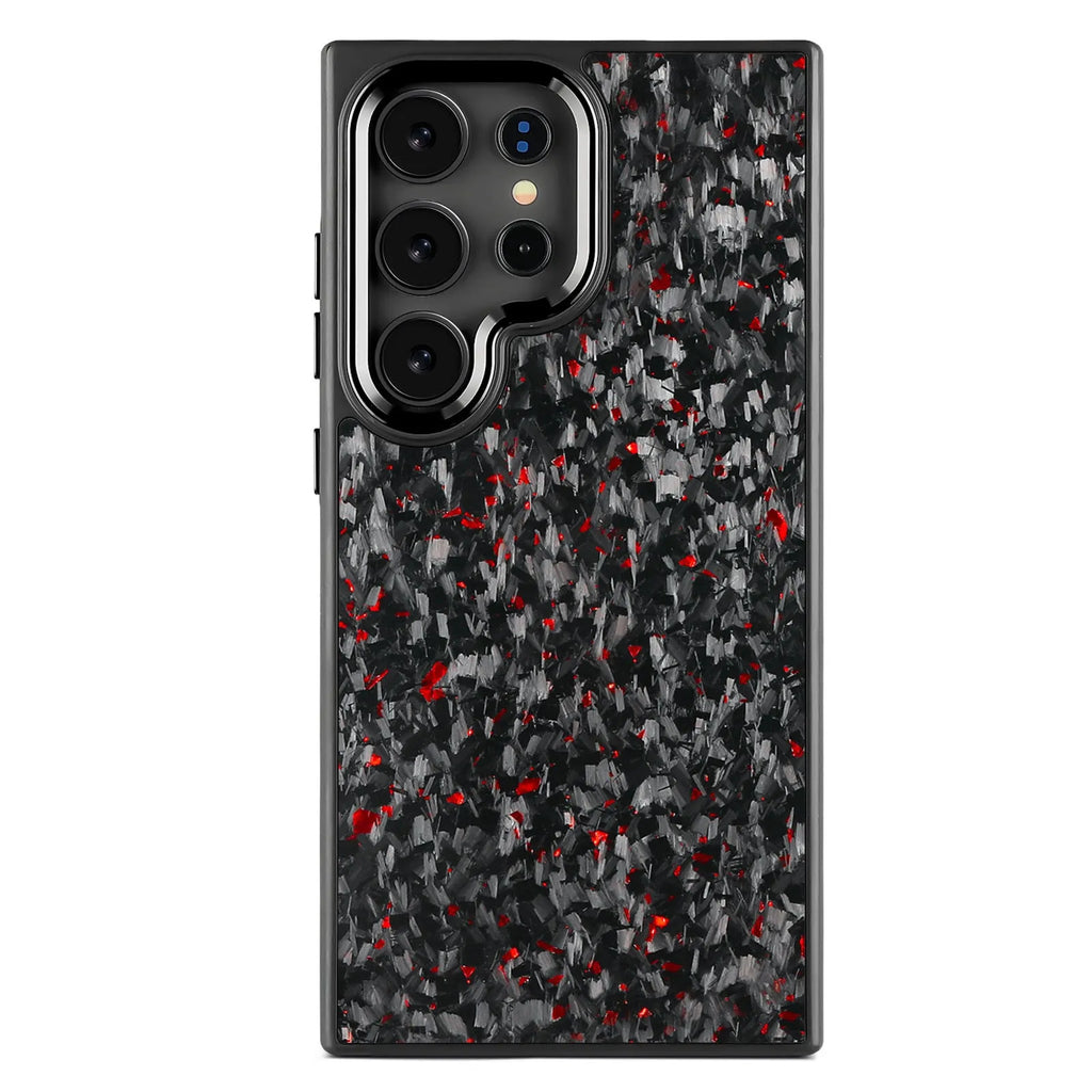 Black magnetic carbon fibre phone case for Samsung S24 Ultra showing slim fit and textured back