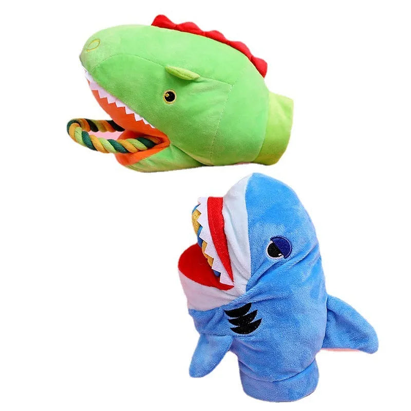 Soft plush monster shark dog toy for pet cuddles and gifting