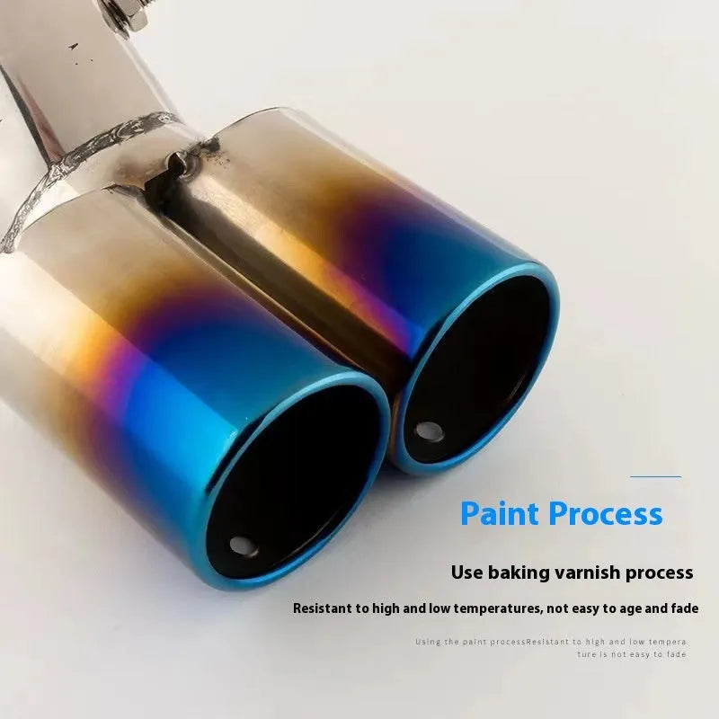 Car exhaust pipe back segment metal universal muffler tail hood decoration double baked blue flat mouth