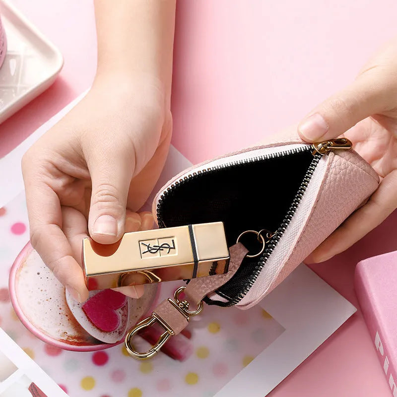 Waterproof PU key case with zipper closure in black, grey, or pink colours