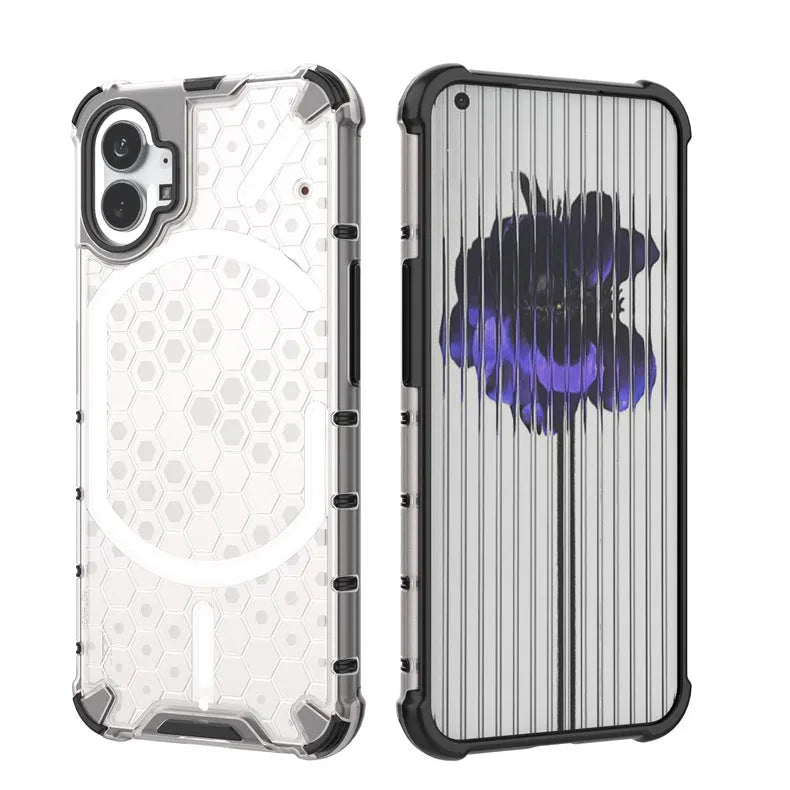 Honeycomb transparent drop-resistant phone case for Nothing Phone 1 and Nothing Phone 2, back cover with anti-fall design