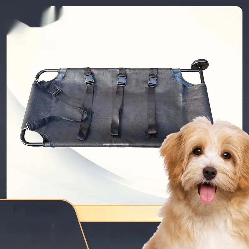 Black foldable aluminium alloy pet stretcher in large size for emergency dog transfer