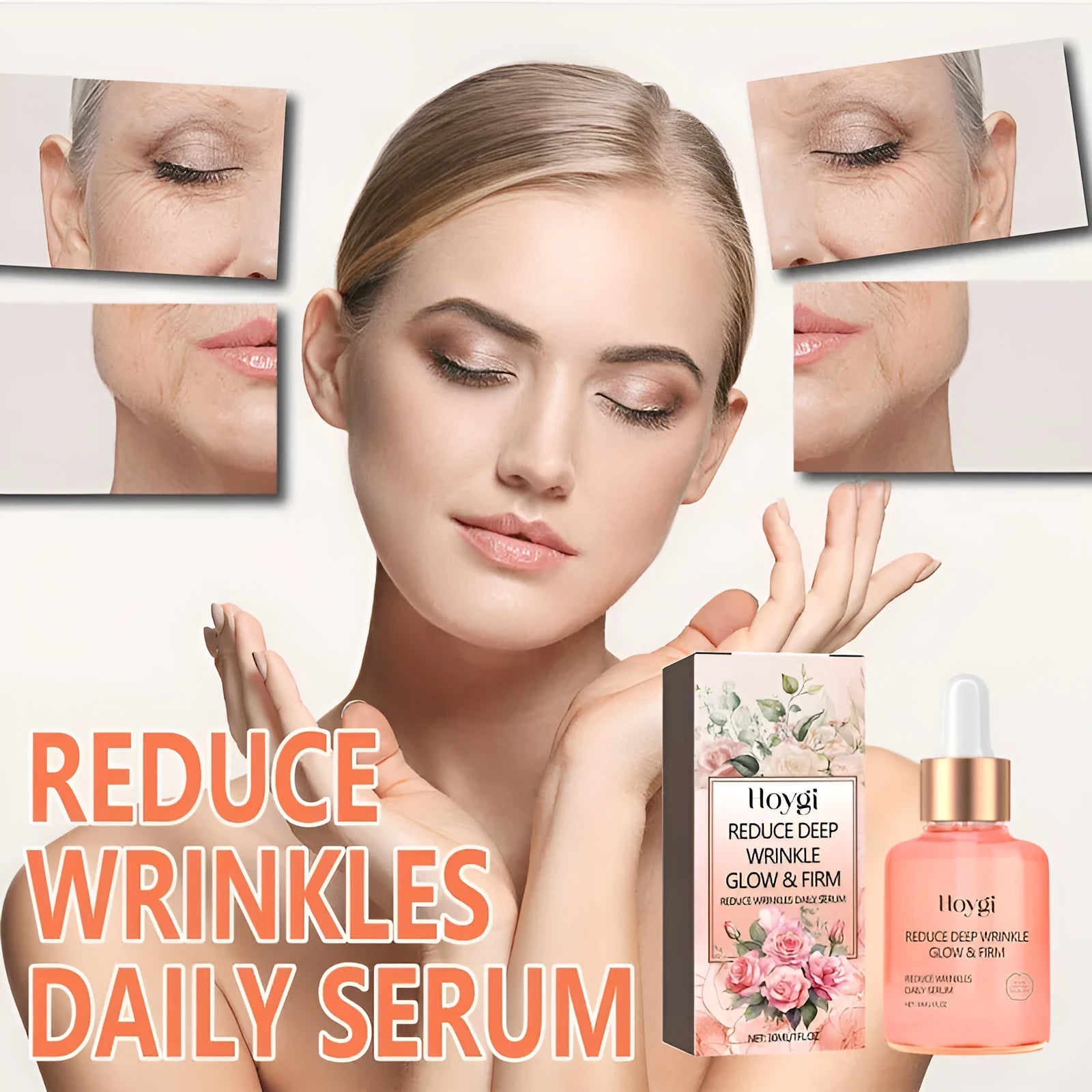 30ml bottle of rose essential oil for skin care, targeting fine wrinkles, brightening and firming.