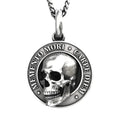 Antique silver stainless steel skull pendant on horsewhip chain with adjustable 51-80cm circumference
