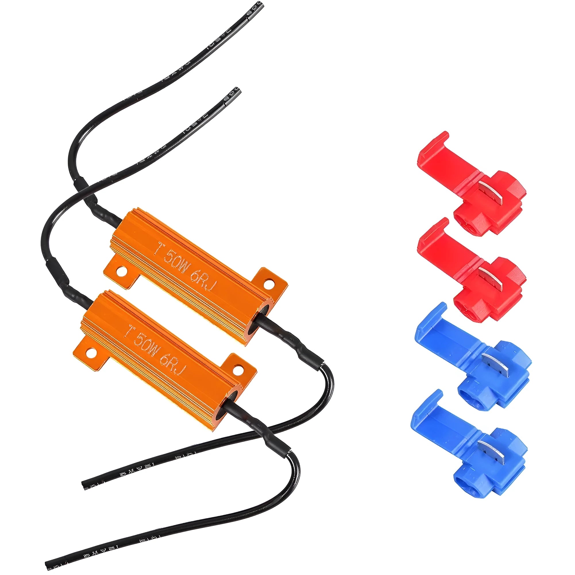Gold resistance shell LED decoder with aluminium case for 12V vehicles, includes connection clips