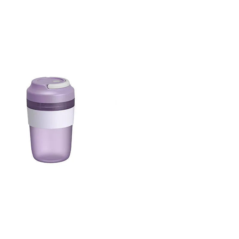 Purple portable USB rechargeable blender cup with 400ml capacity and stainless steel blades for shakes