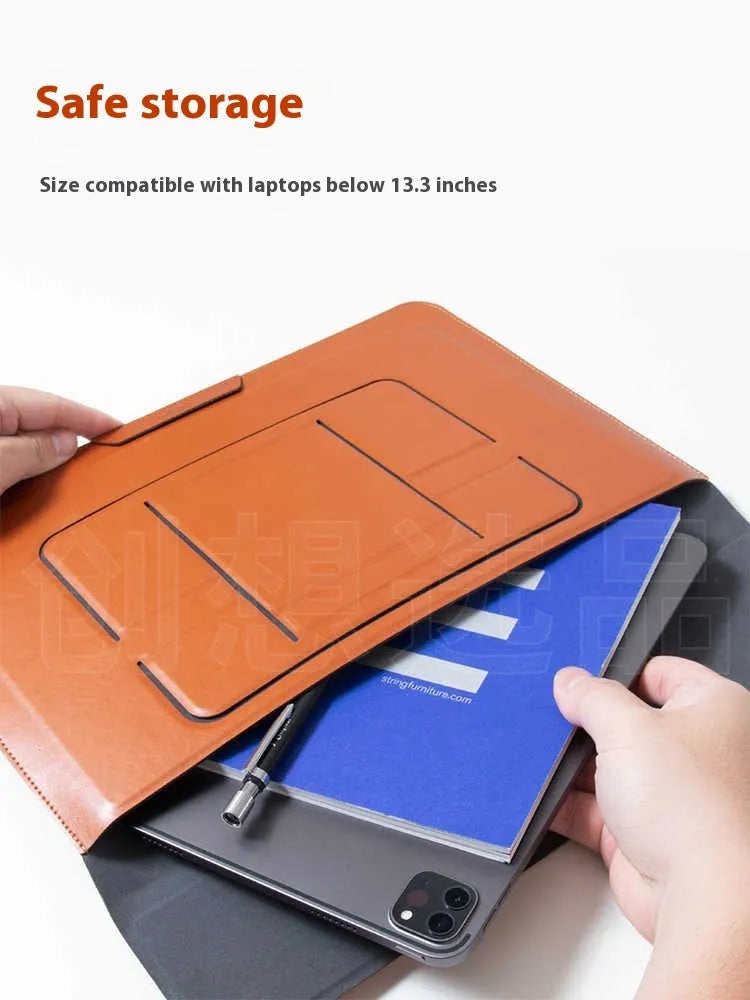13.3-inch laptop bag with integrated bracket in black and brown colours with computer bag holder