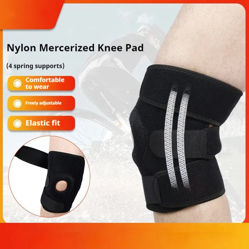 Sport knee pad with internal spring support system for basketball and running.