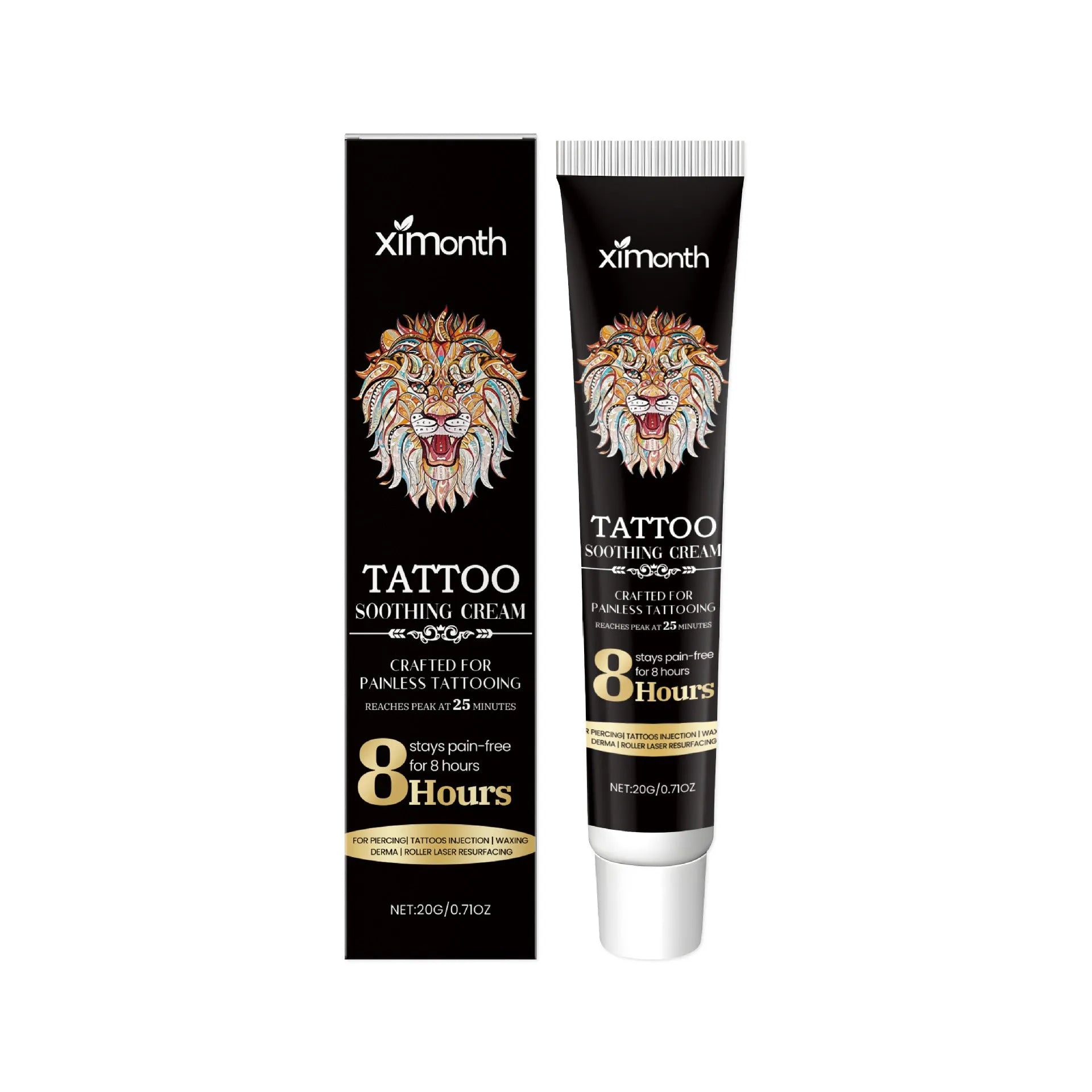 20g tube of tattoo soothing neck cream with mint leaf and tea tree oil for post-tattoo care