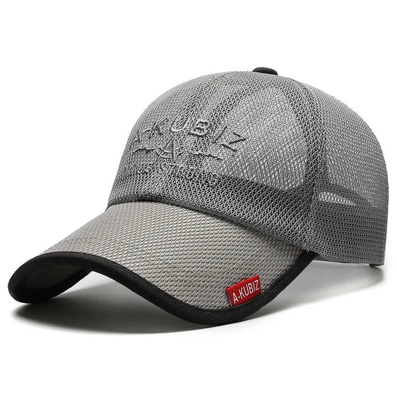 Men's cotton mesh baseball cap with adjustable strap in army green colour