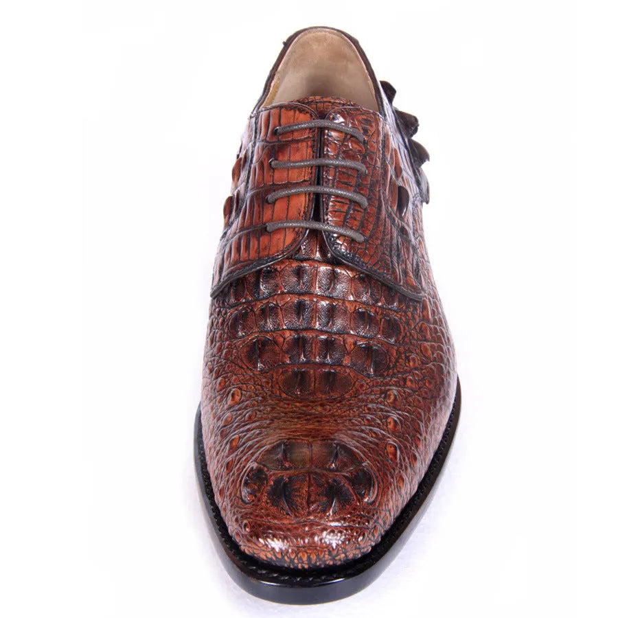 Men's brown crocodile skin dress shoes with leather sole, low-top business style, sizes 38-47