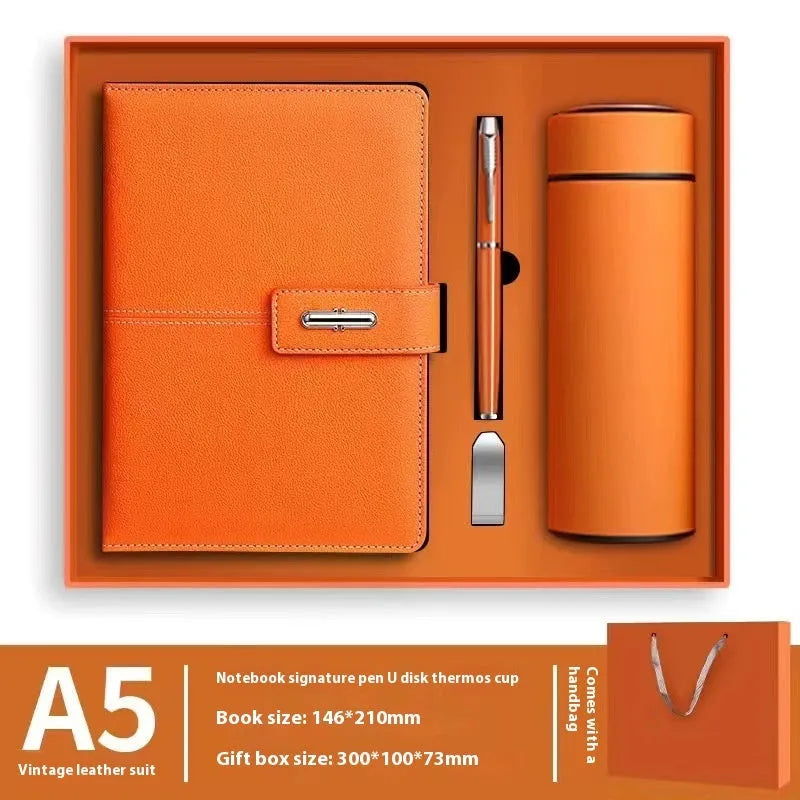 A5 notebook with PU leather cover in choice of six colours, showing wood-free paper inside