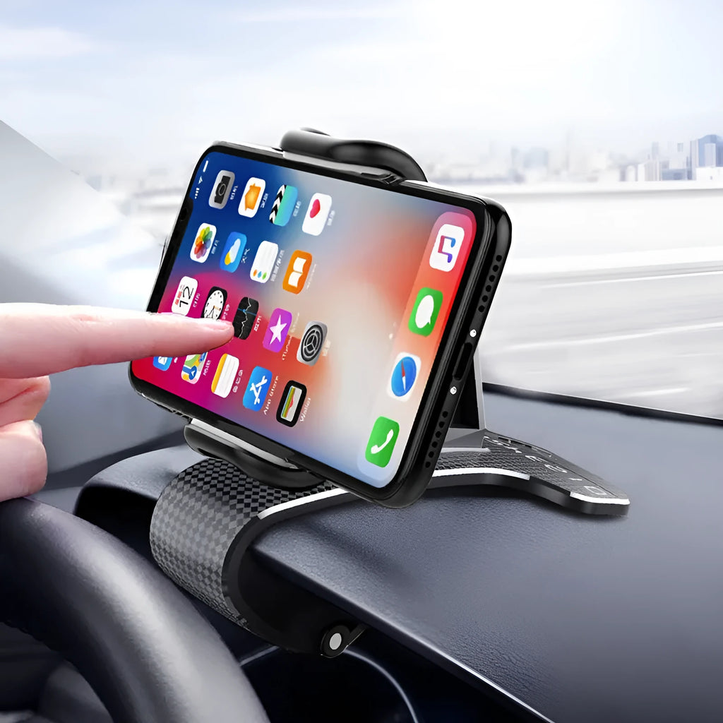 Snap-on plastic car phone holder clip for dashboard mounting