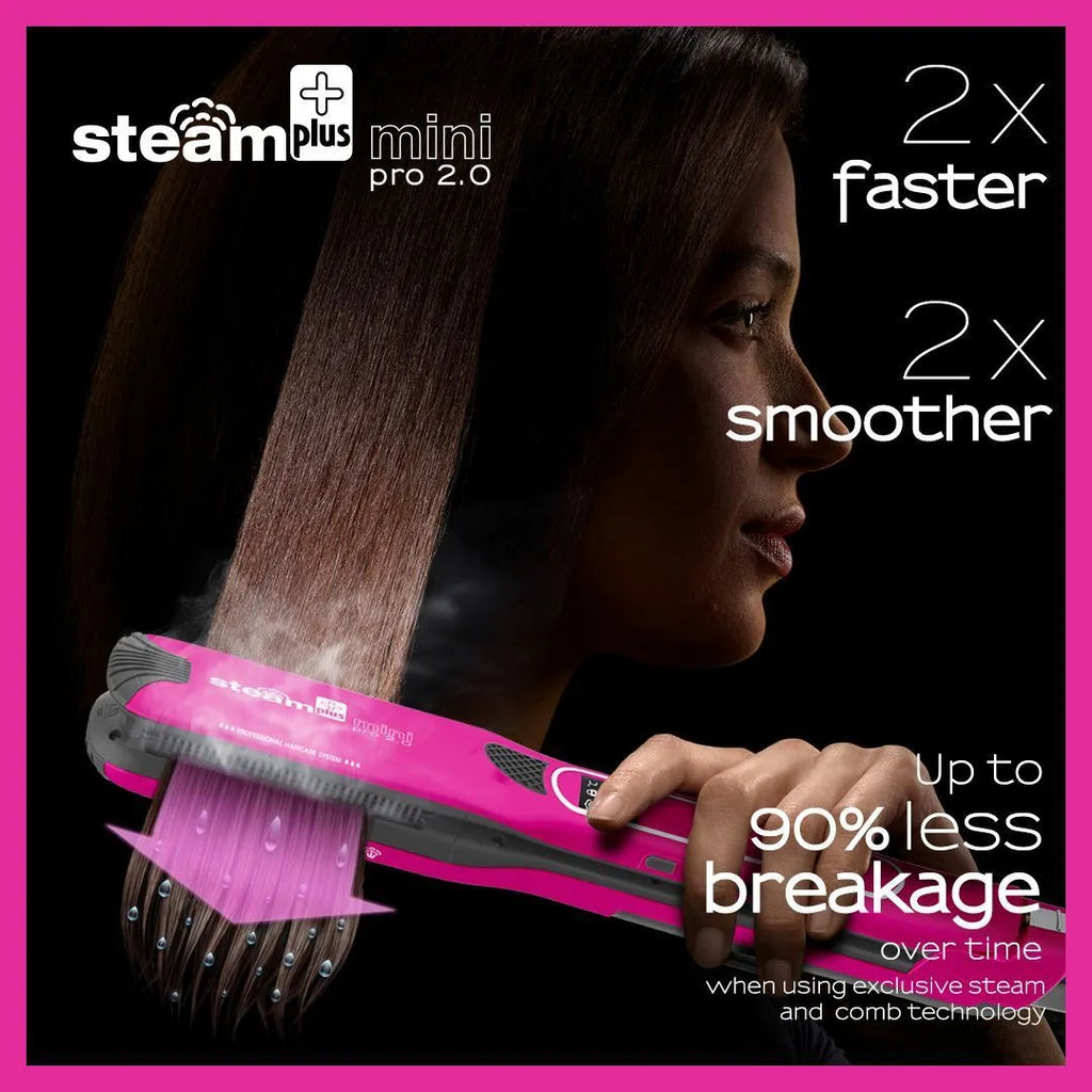 Mini steam spray hair straightener in purple rose red or champagne colour with European plug
