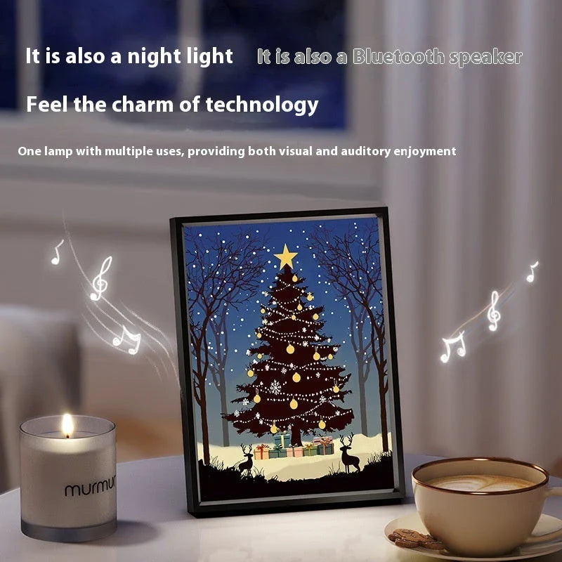 Premium Illuminated Christmas Tree Bluetooth Speaker Ornament with Aluminum Alloy Frame, Adjustable Lighting, and USB Power Connection