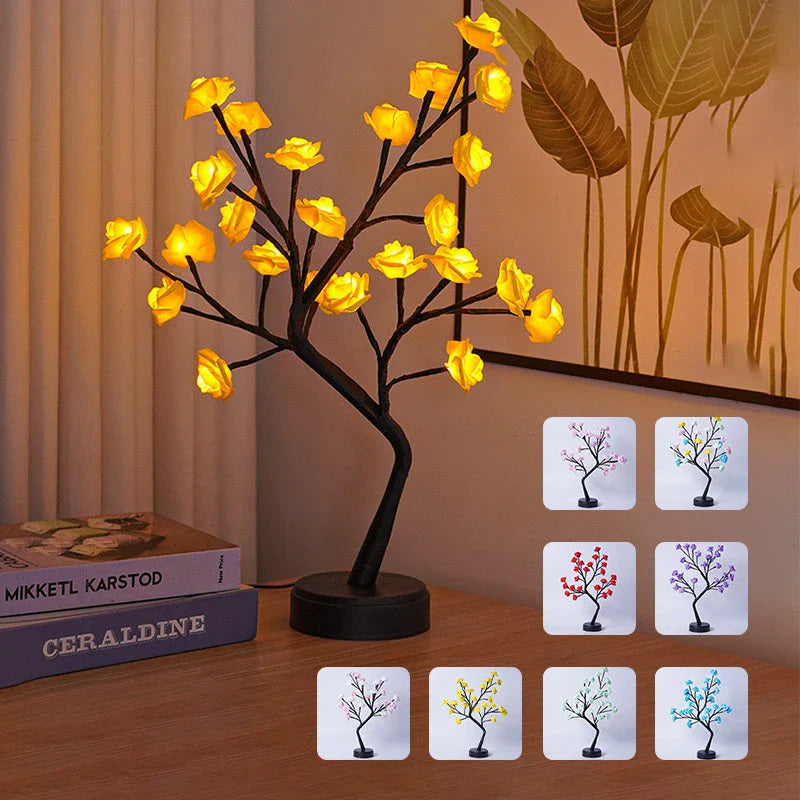 Elegant Flower Tree Desk Lamp with mesmerizing 3D rose design, providing cozy ambient lighting for home and office decor