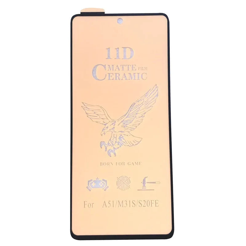 Tempered glass screen protector film for Samsung mobile phones showing privacy and HD style options.