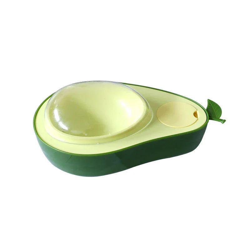 Avocado-shaped automatic pet food and water dispenser for cats and dogs with slow-feed feature and large water capacity