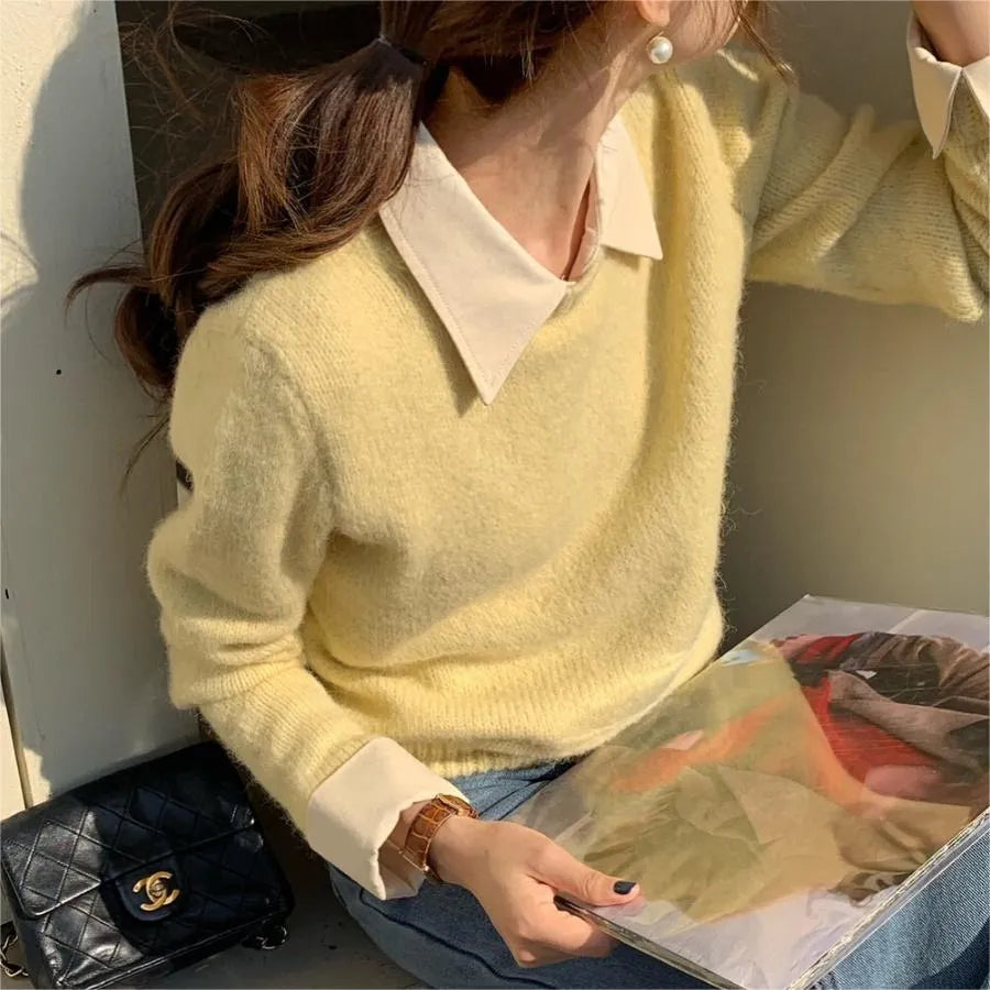Women's loose fit knitwear top in polyester available in seven solid colours