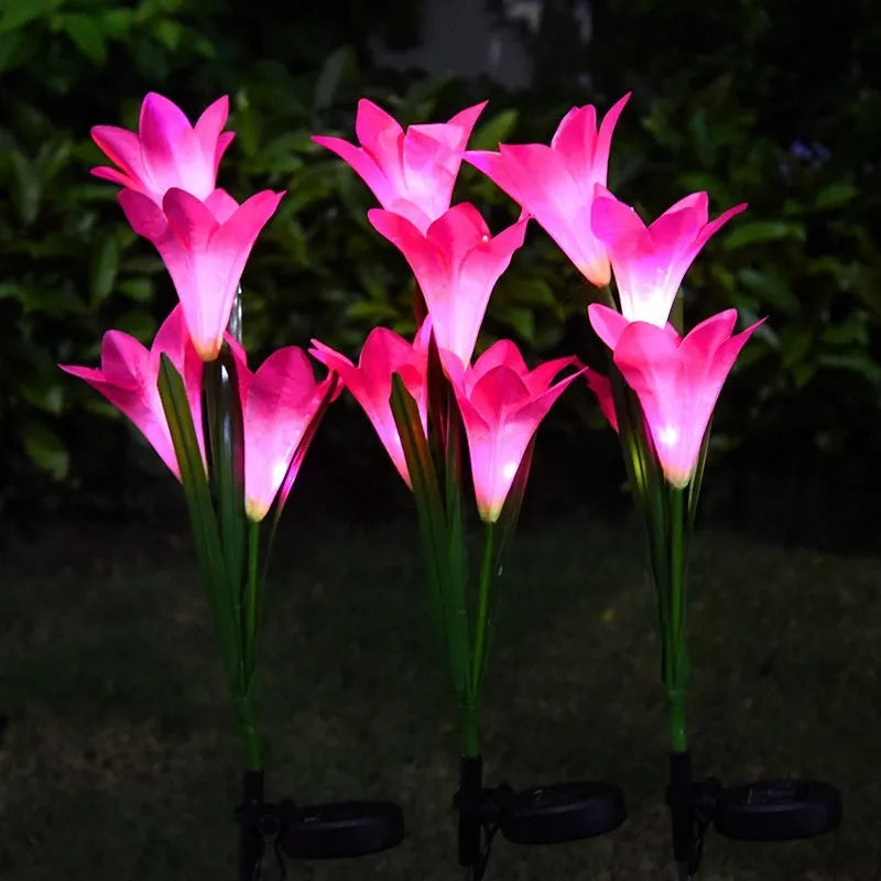 LED solar lawn lamp with flower shape design for courtyard garden lighting