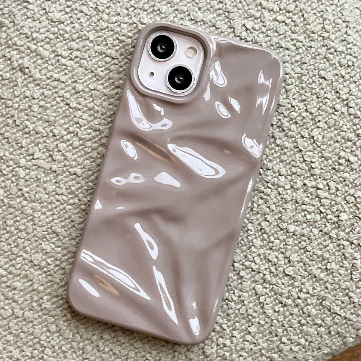 TPU electroplating three-dimensional pleated phone case in milk blue for iPhone